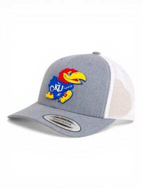 Kansas Jayhawks 3D YP Snapback Trucker Hat- Heather Grey/ White